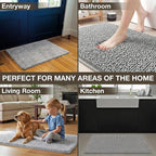 Neater Home Plush Bathroom Rugs 24x17 Thick Chenille Quick Dry Microfiber Absorbent Bath Mat, Soft Bath Rugs, Machine Washable Bathroom Floor Mat for Tub Shower Sink, Home Decor Accessories, Gray
