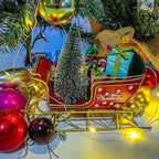 Berfutall-Red Santa Sleigh Christmas Decor for Table Top Holiday Home Decorations Decoration with Rustic Charm (G)