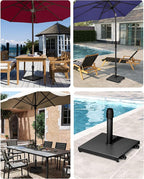 42lbs Patio Umbrella Base with Wheels - Heavy Duty Outdoor Patio Market Umbrella Stand for Deck with Rollers, Poolside, Balcony, Wind-Resistant Design, Black