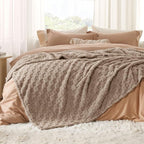 Bedsure GentleSoft Blankets Queen Size for Bed - Super Soft Cozy Blanket for Women Men Girls, Large Fuzzy Fleece Throw for Bedroom Decor, Light Brown, 90x90 Inches