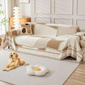 HAOMAIJIA Non Slip Couch Cover Sofa Covers for 2 Cushion Couch Washable sectional Couch Covers for Dogs pet Furniture Protector Couch Cover Blanket for Living Room (Brown-Cream, 71"x102")