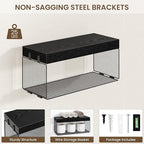 Bathroom Floating Shelves for Wall,16 inch Wall Mounted Floating Shelf Toilet Organizer and Storage,Small Farmhouse Decor Shelf,Black,Set of 3