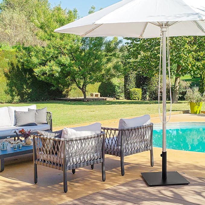 Tangkula 36LBS Square Umbrella Base, Heavy Duty Patio Umbrella Base Stand with 3 Adapters, 20”x20” Weighted Outdoor Umbrella Stand with Adjustable Foot, Suitable for Backyard, Deck, Poolside