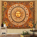 Accnicc Vintage Sun and Moon Tapestry Boho Yellow Orange Indie Wall Tapestry for Bedroom Aesthetic Sunflower Large Hippie Fall Tapestries Wall Hanging for Living Room Dorm 80 x 60 Inch