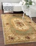 Rugs.com Chateau Collection Rug – 10' x 16' Green Medium Rug Perfect for Living Rooms, Large Dining Rooms, Open Floorplans