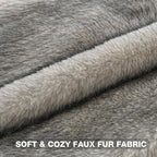 FUTEI Beige Gray Decorative Throw Pillow Covers 18x18 Inch Set of 2,Soft Faux Raccoon Fur Textured Cushion Case,Modern Home Luxurious Decor for Couch Bed Living Room