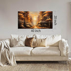 Large Wall Art for Living Room Bedroom Office Gold Forest Artwork Sunrise Landscape Nature Pictures Modern Wall Art Framed Canvas Prints 20x40 Inch