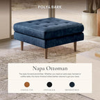 Poly & BARK Napa Ottoman in Full-Grain Semi-Aniline Italian Tanned Leather in Midnight Blue