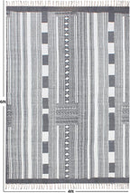 Area Rug 11' Square Rug Gray & Beige Cotton Dhurrie Striped Thick 0.19 inches Stone Easy Washable Rug Hand Wash Cotton Carpet Flatweave Rug Indoor Outdoor Rugs for Hall Room, Dining Room
