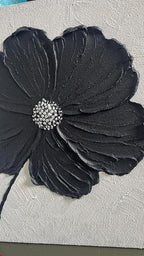 YaSheng Art - Thick Texture Flowers Abstract Oil Painting 100% Hand-Painted Black and White Wall Art Minimalist modern Abstract Art Paintings Home Living room Room Dining Room Bedroom Wall Decorative Art Oil Painting 24x24inch
