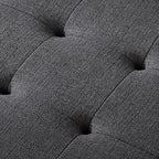24KF Large Rectangular Upholstered Tufted Linen Fabric Ottoman Bench, Padded Bench with Solid Wood Shelf-Charcoal