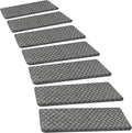 PURE ERA Bullnose Carpet Stair Treads Set Tape Free Non-Slip Indoor Stair Protectors Pet Friendly Rugs9.5" x 30"(2 Pieces,Grey Mini-Diamond Trellis)