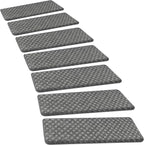 PURE ERA Bullnose Carpet Stair Treads Set Tape Free Non-Slip Indoor Stair Protectors Pet Friendly Rugs9.5" x 30"(14 Pieces,Grey Mini-Diamond Trellis)