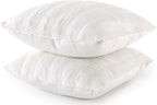Cheer Collection Faux Fur Throw Pillows - Decorative Pillows for Couch, Bed Throw Pillows, White Accent Pillows for Bedroom or Living Room Aesthetic, Set of 2 Furry Throw Pillows, 18”x18”