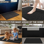 Neater Home Plush Bathroom Rugs 30x20 Thick Chenille Quick Dry Microfiber Absorbent Bath Mat, Soft Bath Rugs, Machine Washable Bathroom Floor Mat for Tub Shower Sink, Home Decor Accessories, Black