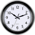 Bernhard Products Black Wall Clock Retro Silent Non Ticking 12 Inch Round Battery Operated Quality Quartz Easy to Read for Home Kitchen Office Classroom School Clocks Sweep Movement Vintage Décor