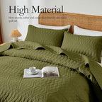 akkialla Full/Queen Size Quilt Bedding Set,Olive Green Lightweight Microfiber Soft Bedspread,Modern Style Geoetric Pattern Coverlet Set for All Seasons,3 Piece(1 Quilt,2 Pillow Shams)