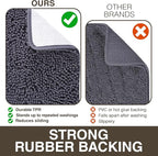Neater Home Plush Bathroom Rugs 36x24 Thick Chenille Quick Dry Microfiber Absorbent Bath Mat, Soft Bath Rugs, Machine Washable Bathroom Floor Mat for Tub Shower Sink, Home Decor Accessories, Charcoal