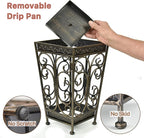 Dualplex Super Quality Umbrella Stand, Umbrella Holder Antique Look Metal Entry Hallway Décor, Square Style Removable Drip Tray. Home, Office Decoration Rack Holds Umbrellas Canes Walking Sticks