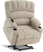 MCombo Oversized Power Lift Recliner Chair for Elderly, Lift Chair with Heat and Massage, Lift Recliner for Big and Tall, Cup Holders, USB & Type C Ports, Fabric R7092 (Beige, Oversize)