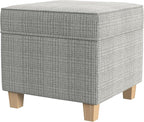 Homepop Home Decor | K7342-F2428 | Classic Square Storage Ottoman with Lift Off Lid- Sage Mini Grid Pattern