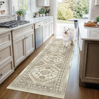 Runner Rug 2x8 Runners for Hallways Non Slip Washable, Vintage Hallway Runner Rugs for Living Room, Low Pile Soft Hallway Rug for Kitchen Bedroom Laundry Room Rug(Brown,2'x8')