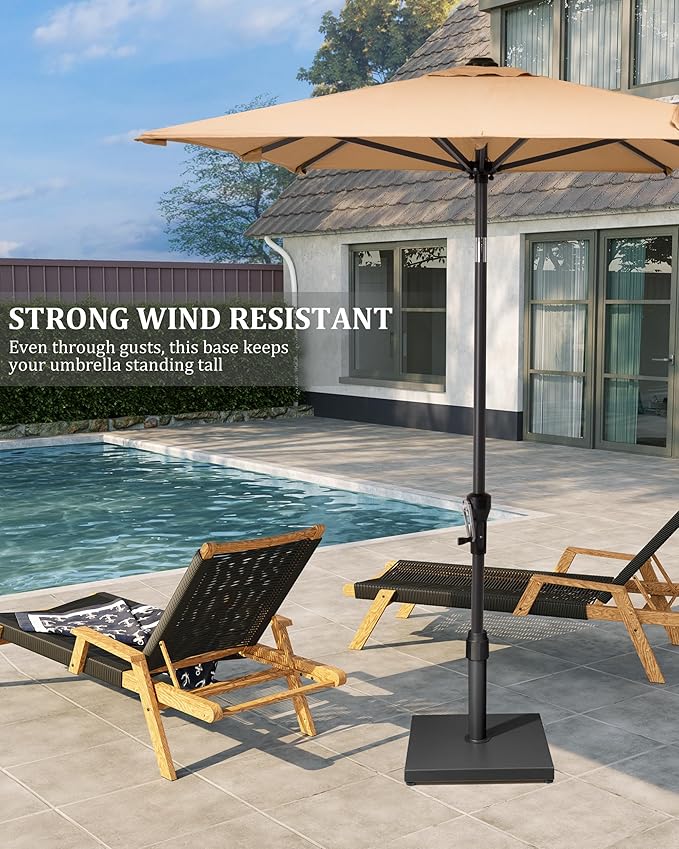 45lbs Patio Umbrella Base - Heavy Duty Outdoor Patio Market Umbrella Stand for Deck, Poolside, Balcony, Wind-Resistant Design,Black