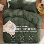 Bedsure California King Size Duvet Cover with Fitted Sheet - 4 Pieces Prewashed Cotton-Like Extra Soft Bedding Set, Includes 1 Duvet Cover 104x98 Inches, 2 Pillow Shams, 1 Fitted Sheet, Olive Green