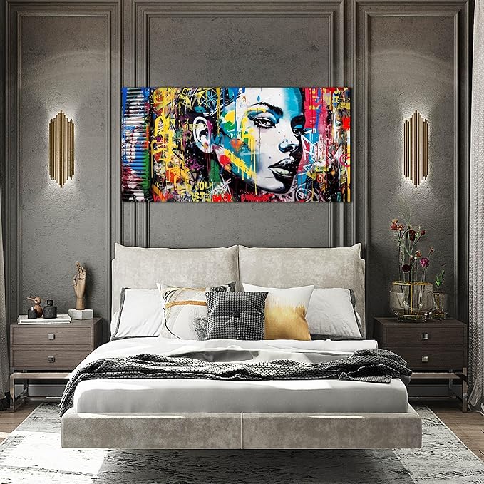 African American Wall Art - Graffiti Art Wall Decor Bedroom - Colorful Wall Decor for Teen Girls Size 24" x 48"