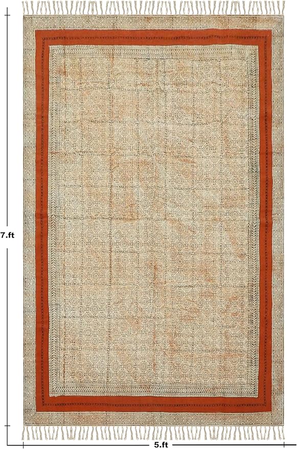 Area Rug 10x18 Kilim Rug Bronze & Black Cotton Dhurrie Oriental Thick 0.19 inches Stone Easy Washable Rug Hand Wash Cotton Carpet Flatweave Rug Indoor Outdoor Rugs for Living Room, Bedroom