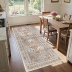 3x8 Runner Rug Non Slip Washable for Entryway, Front Porch, Vintage Hallway Runner for Laundry Room, Bedroom, Stain Resistant Thin Indoor Kitchen Mats for Floor(Orange,3'x8')