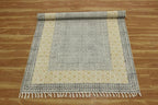 Kilim Rug 4' Square Rug Beige & Black Cotton Dhurrie Oriental Thick 0.19 inches Stone Easy Washable Rug Hand Wash Cotton Carpet Flatweave Rug Indoor Outdoor Rugs for Kitchen, Bedside, Enterway