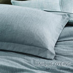 Monbix Queen Comforter Set - 7 Pieces Dusty Blue Cationic Dyeing Bed in a Bag Queen Bedding Sets with Sheets, Pillowcases & Shams, Reversible Bedding Comforters