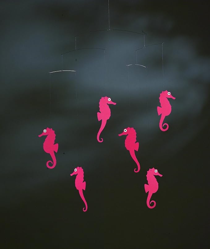 Flensted Mobiles Sea Horse Red Hanging Mobile - 22 Inches - High Quality Cardboard