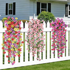 Artificial Hanging Flowers for Outdoors,No Fade 2 Bundles Fake Silk Flowers for Outside, Realistic Faux Plants Decorations for Hanging Baskets, Planters-Porch, Patio, Yard Decor