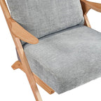 Lexicon Mid Century Modern Accent Chair, Natural Finish Solid Rubberwood Frame, Reversible Back Cushion, Woven Chenille Upholstered Reading Chair, for Living Room/Bedroom/Office, Grey
