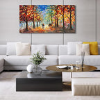 Hand-Painted Forest Landscape Painting 24x48 Inchs Art Wall Palette Knife Oil Painting Modern Abstract Landscape Art