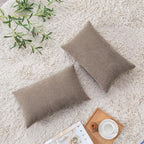 GAWAMAY Lumbar Pillow Decorative Rectangle Throw Pillow Covers 12"x20" Inch Set of 2, Super Soft Chenille Pillowcase for Living Room Bedroom Sofa Couch Cushion Cover Taupe Grey 30x50cm (ONLY Covers)