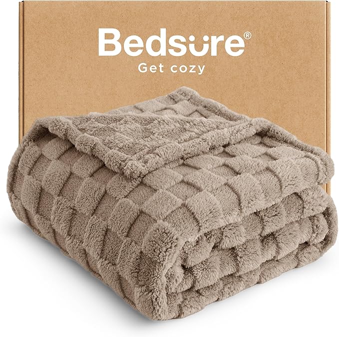 Bedsure GentleSoft Twin Blanket for Bed Light Brown - Super Soft Cozy Blankets for Women Men Girls, Cute Fuzzy Fleece Throws for Bedroom Couch, 60x80 Inches