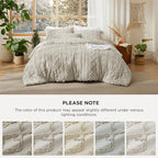 Bedsure Tufted Boho Comforter Set Full Size - Linen Boho Bed Set, GentleSoft™ 3 Pieces Farmhouse Shabby Chic Embroidery Bedding, Gifts for Woman, Soft Jacquard Full Comforter for All Seasons