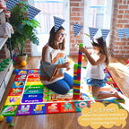 3x5 Small Kids Classroom & Playroom Rug - ABC Alphabet Educational Area Rug with Animals Colors & Numbers - Washable Non-Slip Carpet Playmat for Nursery Preschool & Reading Area