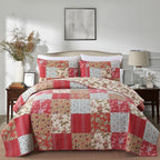 Secgo King Size Comforter Set- 100% Cotton Quilt King Size Set, Green, Sage bedspreads (96 * 108 Inch) with 2 Pillow Shams, Patchwork Reversible Lightweight Bedding