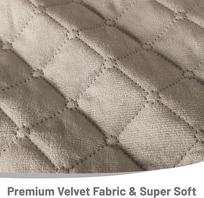Reclining Sectional Couch Covers Velvet L Shape Recliner Sofa Middle Console Cover for Dogs Pets Washable Anti Slip 1 Additional Recliner Center Console Slipcovers (1 Console, Khaki)