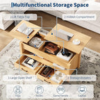 IDEALHOUSE 47.2" Coffee Table with Storage, Multi-Function Lift Top Coffee Table with Wooden Lift Tabletop, 2 Drawers and Hidden Compartment, Central Table for Living Room Home Office, Natural