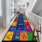 Cartoon ABC Alphabet Runner Rug, 2.6x7ft, Circus Colorful Number Printing Kids Rugs, Absorbent Breathable Washable Carpet, No Crease Soft Cozy Floor Mat for Indoor Nursery Bedroom