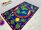 KIDCARPET.COM Earth Educational Rectangle Classroom Rug | Bordered Area Rug for Preschool Daycare Learning, 6' x 8'6"