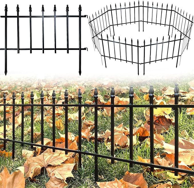 ARIFARO Metal Garden Fence 18" H x 22" W (5 Pack, Length 9.16 ft) Decorative Fencing, No Dig Border Fencing for Outdoor Patio Yard Flower Bed Animal Barrier