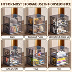 6 Pack XX Large Shoe Organizer, Heavy-Duty Hard Thicken Plastic Clear Stackable Shoe Storage Box Organizer for Closet, Space-Saving Shoe Rack Display Case Bin Containers for Sneakers, Grey