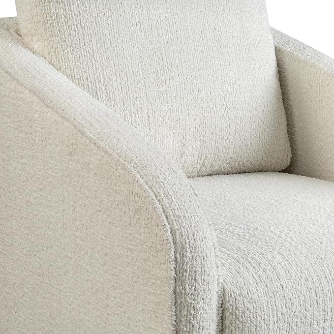 Studio Living® Lydia 35.3" Swivel Accent Chair, Modern Boho, Fully Assembled, Pocket Coil Comfort, Round Swivel Base Leg, Soft Chenille Fabric, Cream