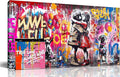 CIRABKY Graffiti Wall Art - Colorful Banksy Wall Art - Boy Kiss Girl Print - 20" x 40"
